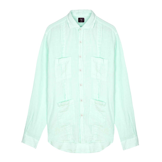 Guayabera Nord color verde menta 100% lino