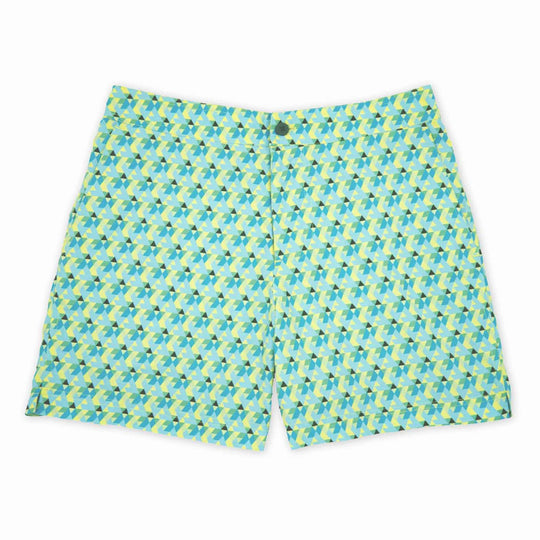 Bañador Ananas estampado de geométrico piñas turquesa y amarillo