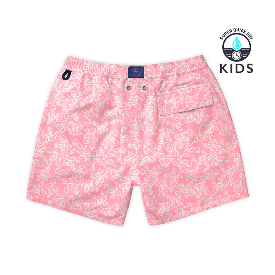 Bañador para niños Ape-solutely con estampado de monos rosa