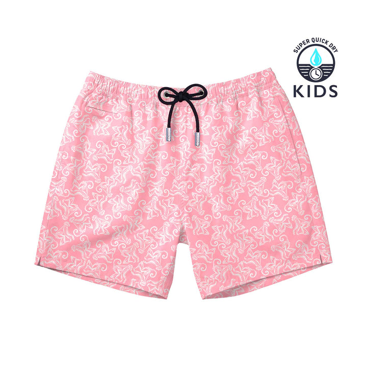 Bañador para niños Ape-solutely con estampado de monos rosa