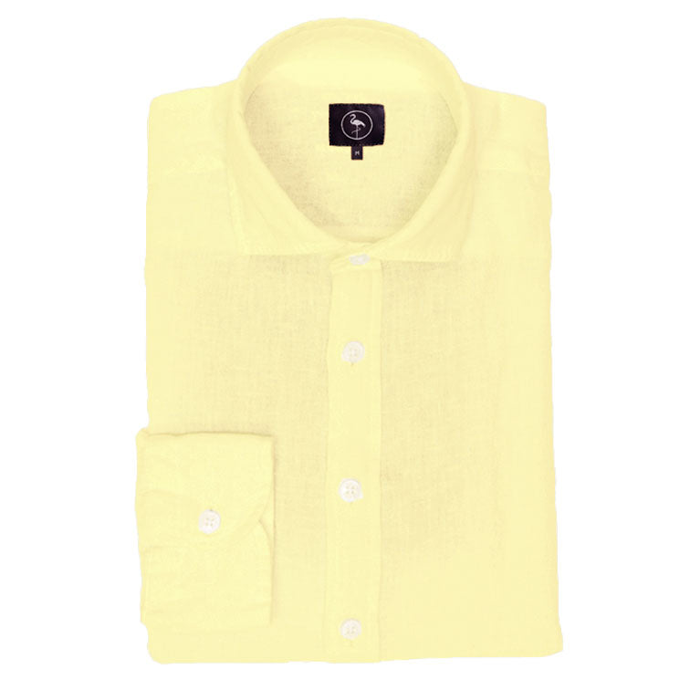 Camisa de lino Bahamas color amarillo pastel
