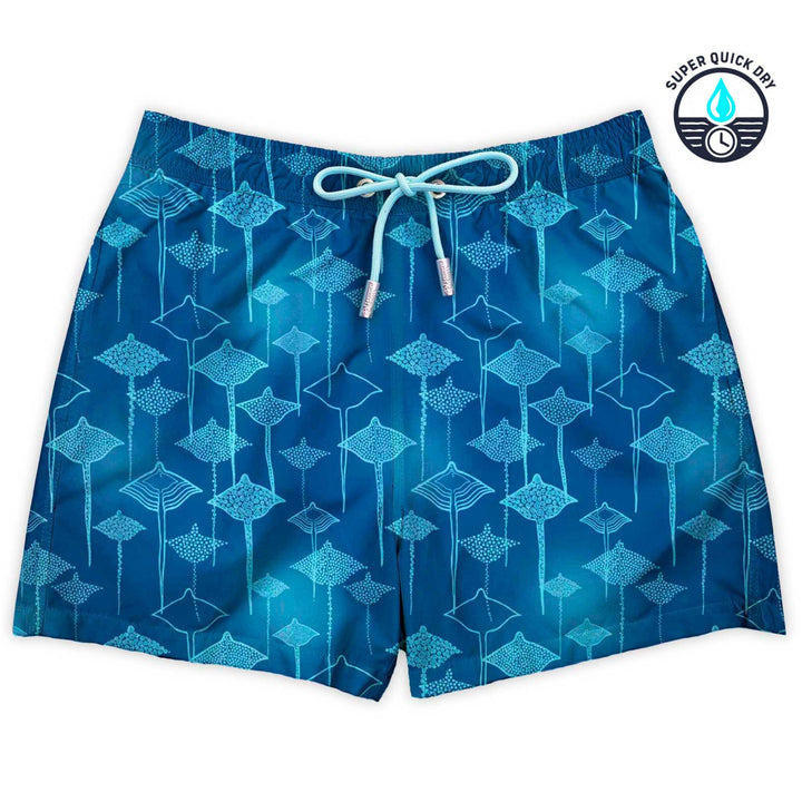 Bañador Blankets estampado de mantas raya azul claro sobre azul marino