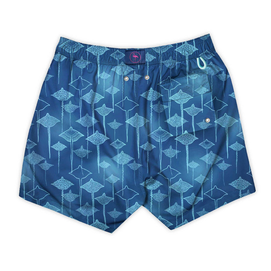 Bañador para niños Blankets con estampado de mantas raya azul claro sobre azul marino