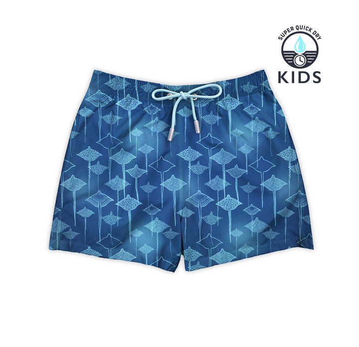 Bañador para niños Blankets con estampado de mantas raya azul claro sobre azul marino