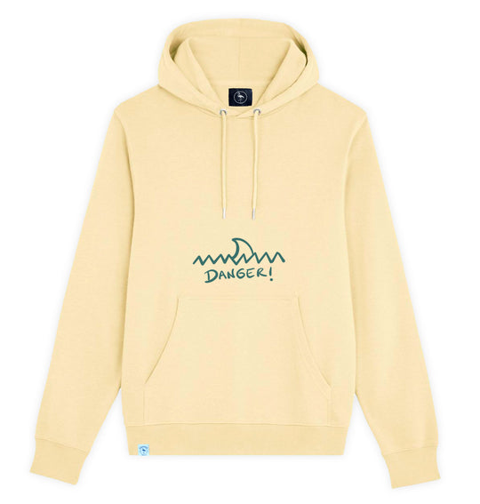Sudadera con capucha amarillo pastel Danger con diseño de tiburón en el mar