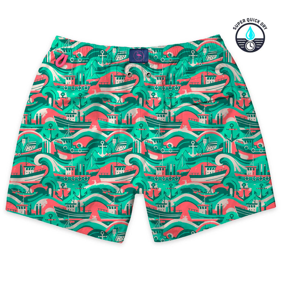Bañador Echad El Ancla! estampado de náutico verde
