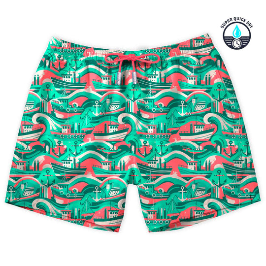 Bañador Echad El Ancla! estampado de náutico verde