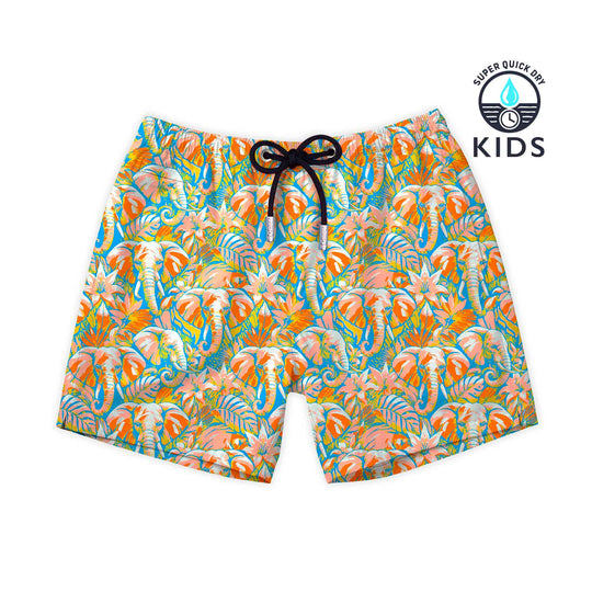 Bañador para niños Elefantastic con estampado de elefantes tropical