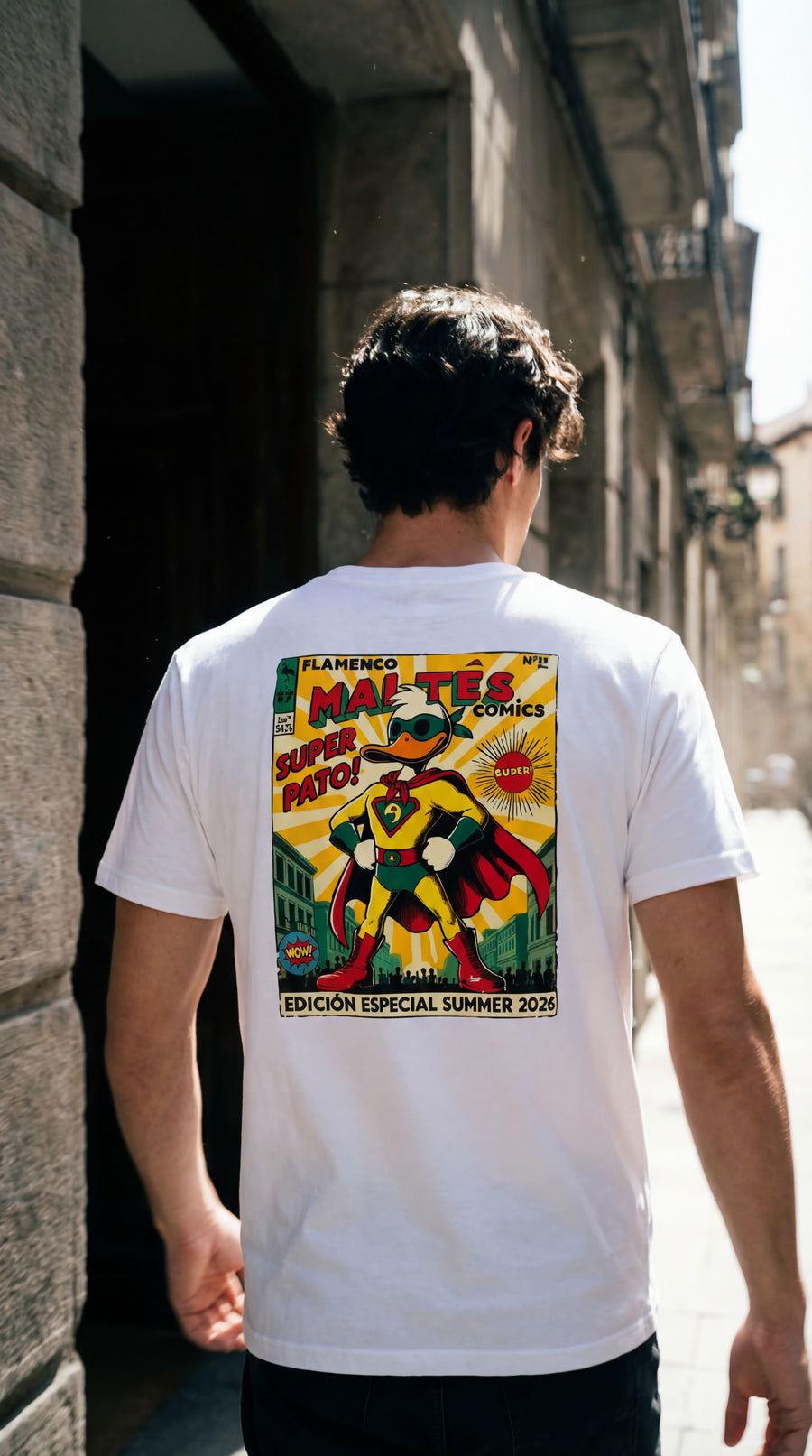 Camiseta Super Pato estampado cómic pato superhéroe