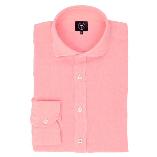 Camisa de lino Middle color rosa palo