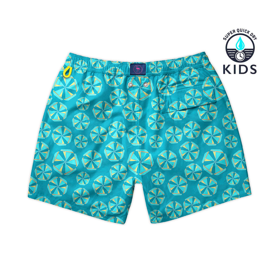 Bañador para niños Sombarco con estampado de barcos simulando sombrillas