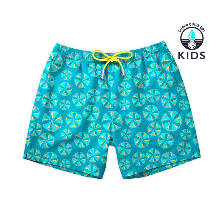 Bañador para niños Sombarco con estampado de barcos simulando sombrillas