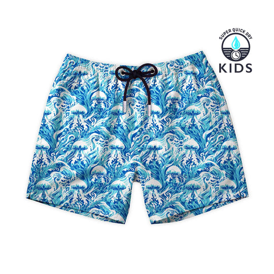 Bañador para niños Tesla con estampado de medusas azul