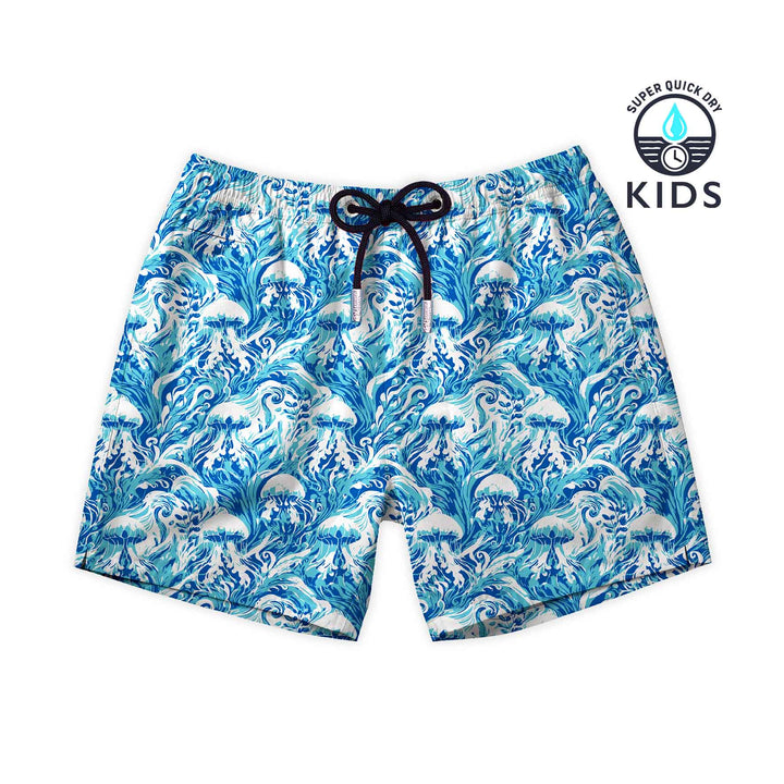 Bañador para niños Tesla con estampado de medusas azul
