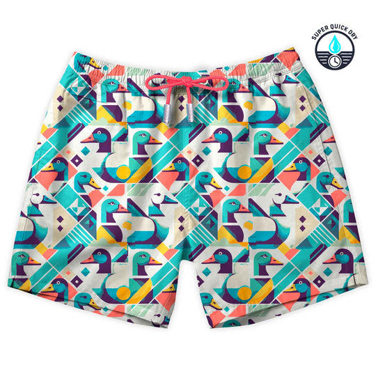 Bañador What the Duck estampado de patos geométrico multicolor