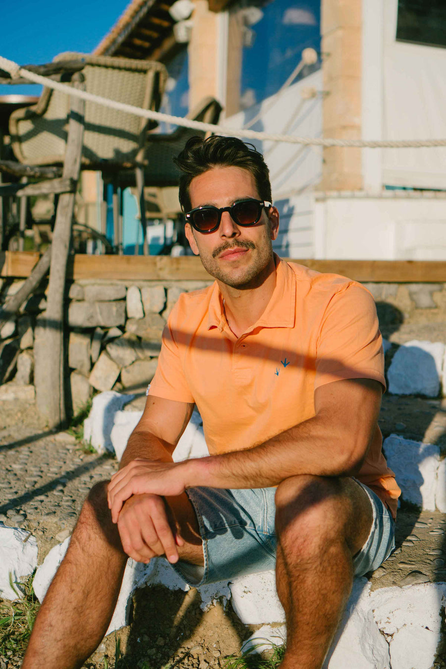 Poloseta Wrinkled Peach color naranja 100% algodón