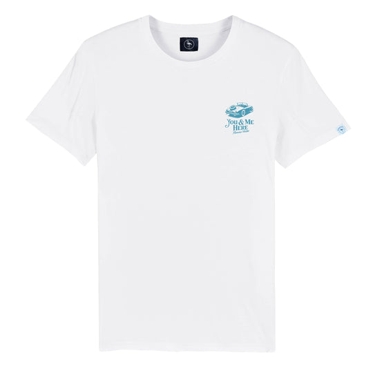 Camiseta You & Me Here estampado descapotable atardecer