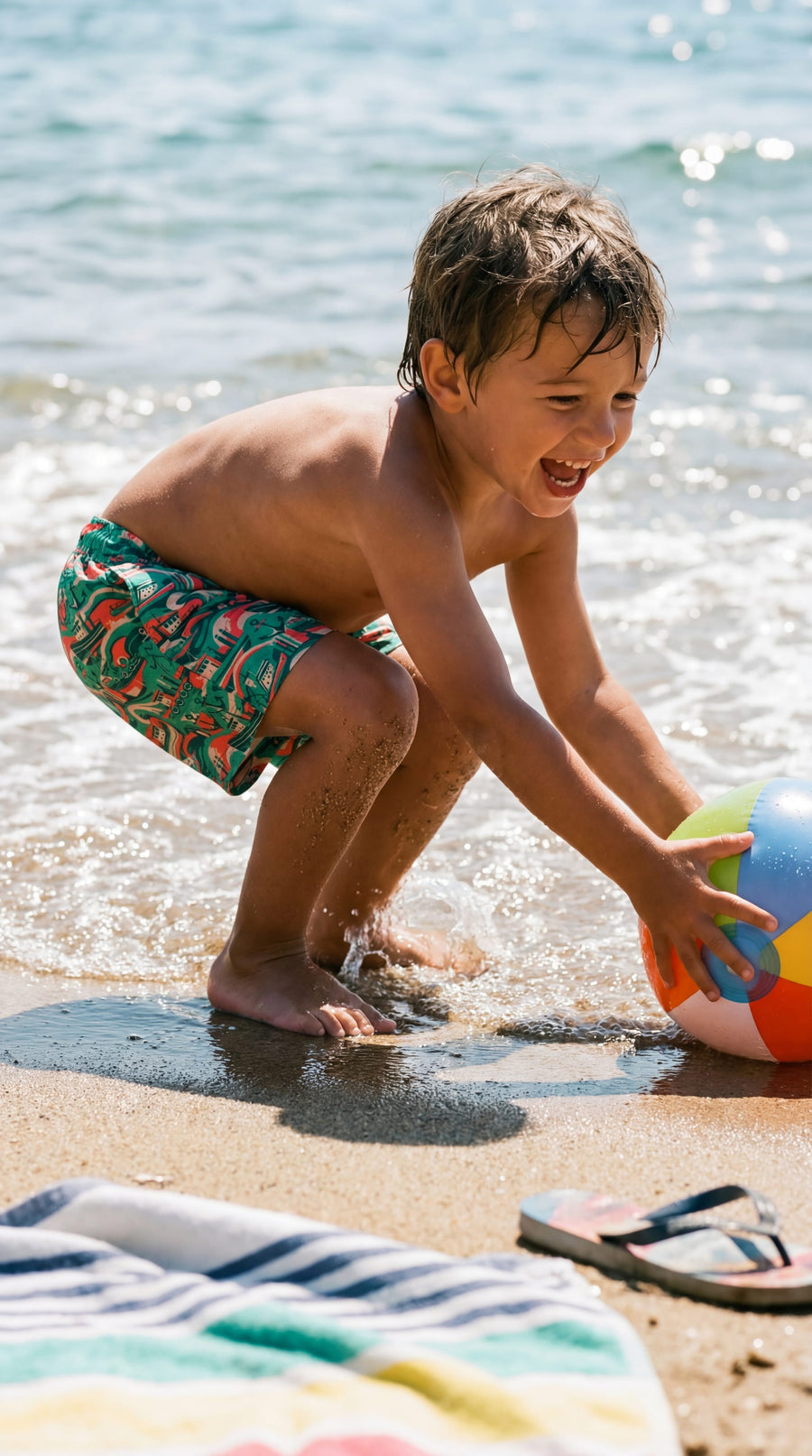 Bañador para niños Echad El Ancla! con estampado de náutico verde