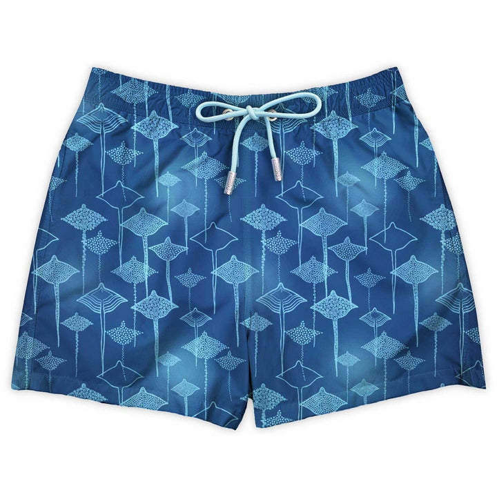 Bañador Blankets estampado de mantas raya azul claro sobre azul marino