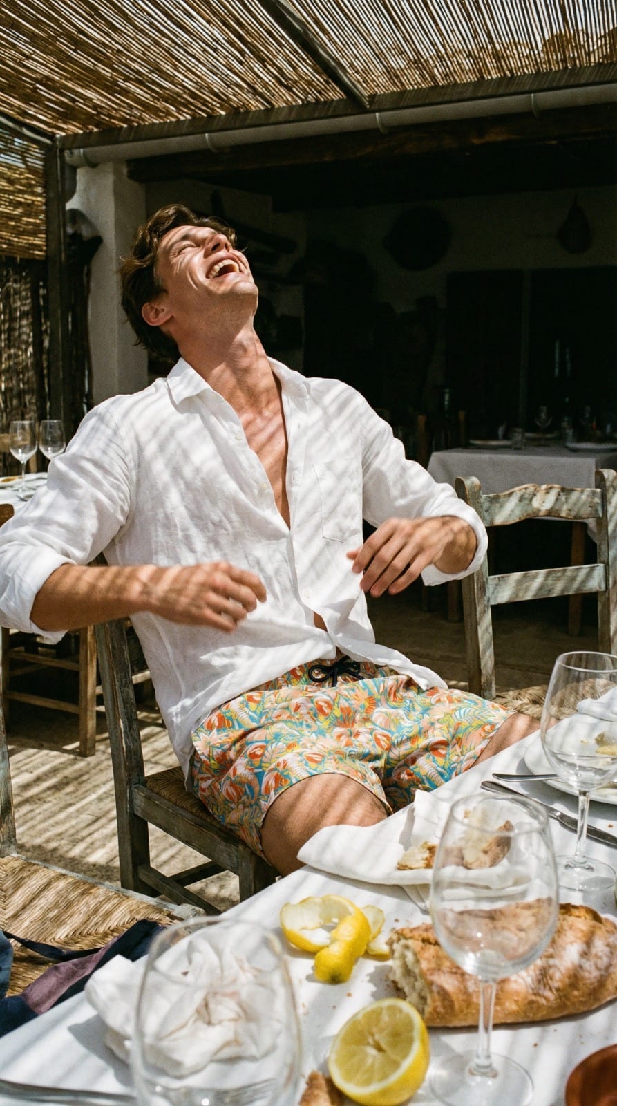 Camisa de lino Feroe color blanco roto