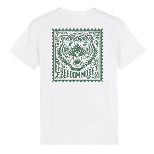 Camiseta Freedom Mode estampado tigre minimal — vista trasera — fm-content:17c_Zg5SKorpAwLplVXYvSyTvzZHTspoq