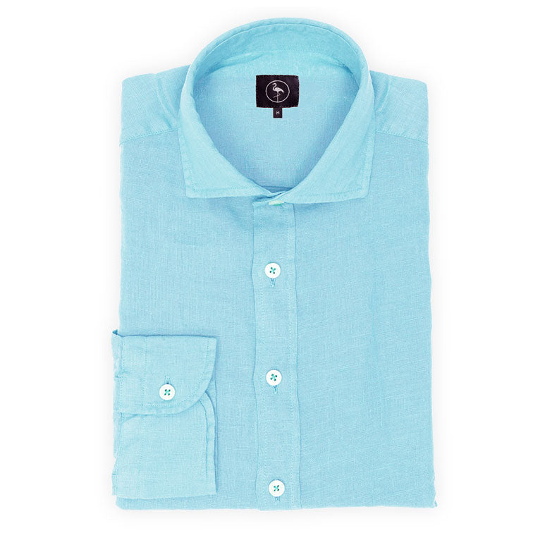 Camisa de lino Milos color azul claro