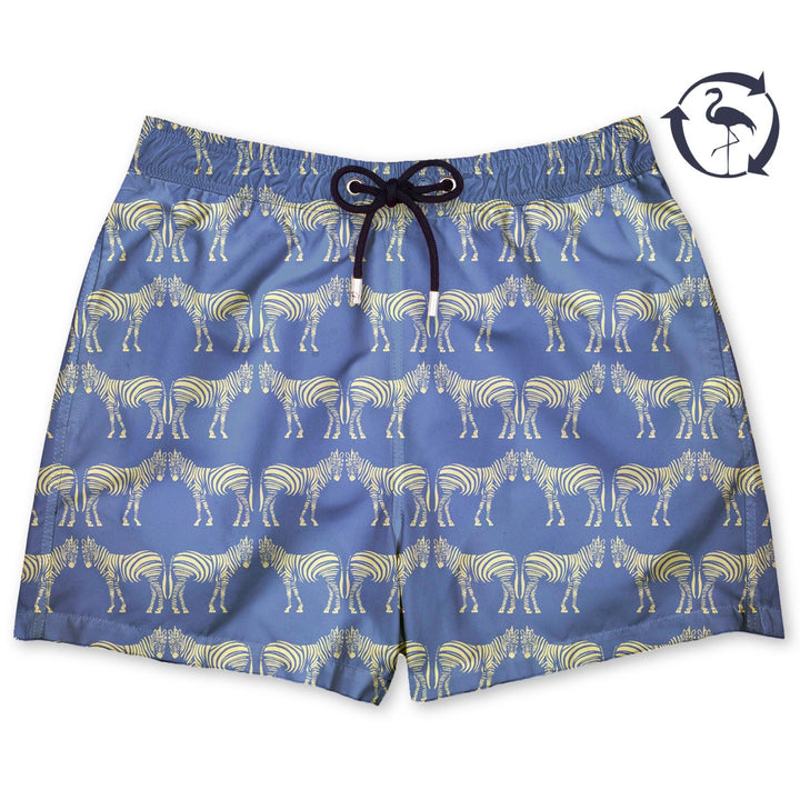 Bañador Z-BRO estampado de cebras amarillo mostaza sobre azul