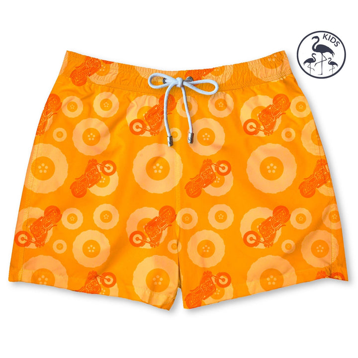 Bañador para niños Bike Juice con estampado de motos naranja